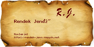 Rendek Jenő névjegykártya